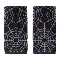 Spider Web Jacquard 2-Piece Hand Towel Set, Black