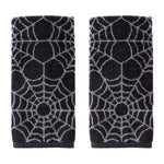 Spider Web Jacquard 2-Piece Hand Towel Set, Black