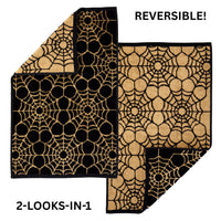 Spider Web Jacquard 2-Piece Hand Towel Set, Black/Gold