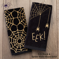 Spider Web Jacquard 2-Piece Hand Towel Set, Black/Gold