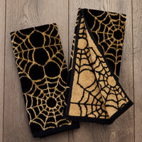 Spider Web Jacquard 2-Piece Hand Towel Set, Black/Gold
