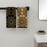 Spider Web Jacquard 2-Piece Hand Towel Set, Black/Gold