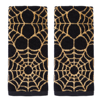Spider Web Jacquard 2-Piece Hand Towel Set, Black/Gold