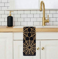 Spider Web Jacquard 2-Piece Hand Towel Set, Black/Gold