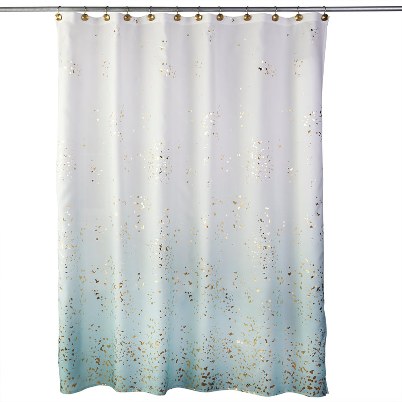 SKL Home Watercolor Ocean Fabric Shower Curtain, Multicolor, 70 x 72