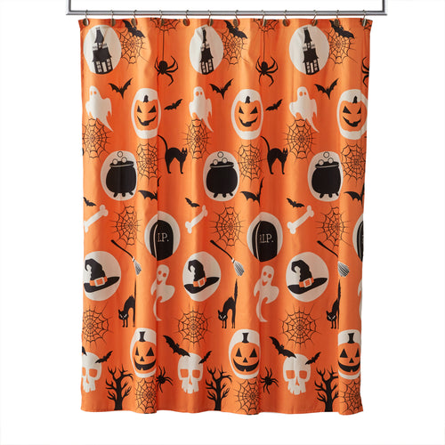 Spooky Good Time Shower Curtain, Orange/Multi