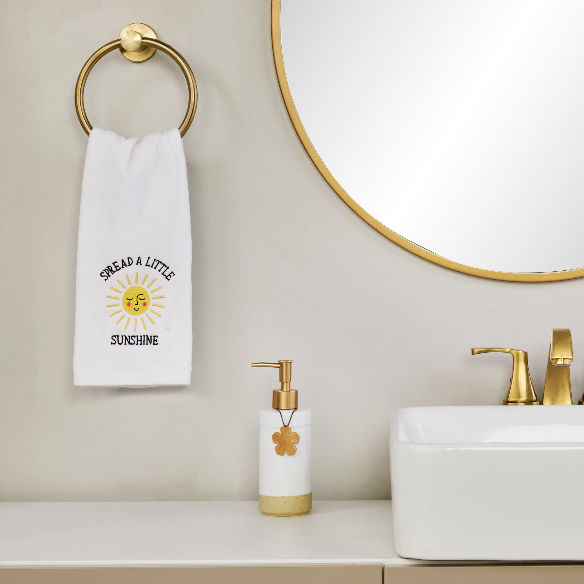 Spread Sunshine 2-Piece Hand Towel Set, White