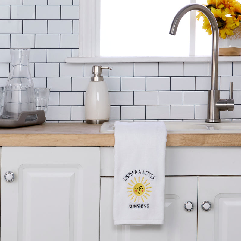 Spread Sunshine 2-Piece Hand Towel Set, White