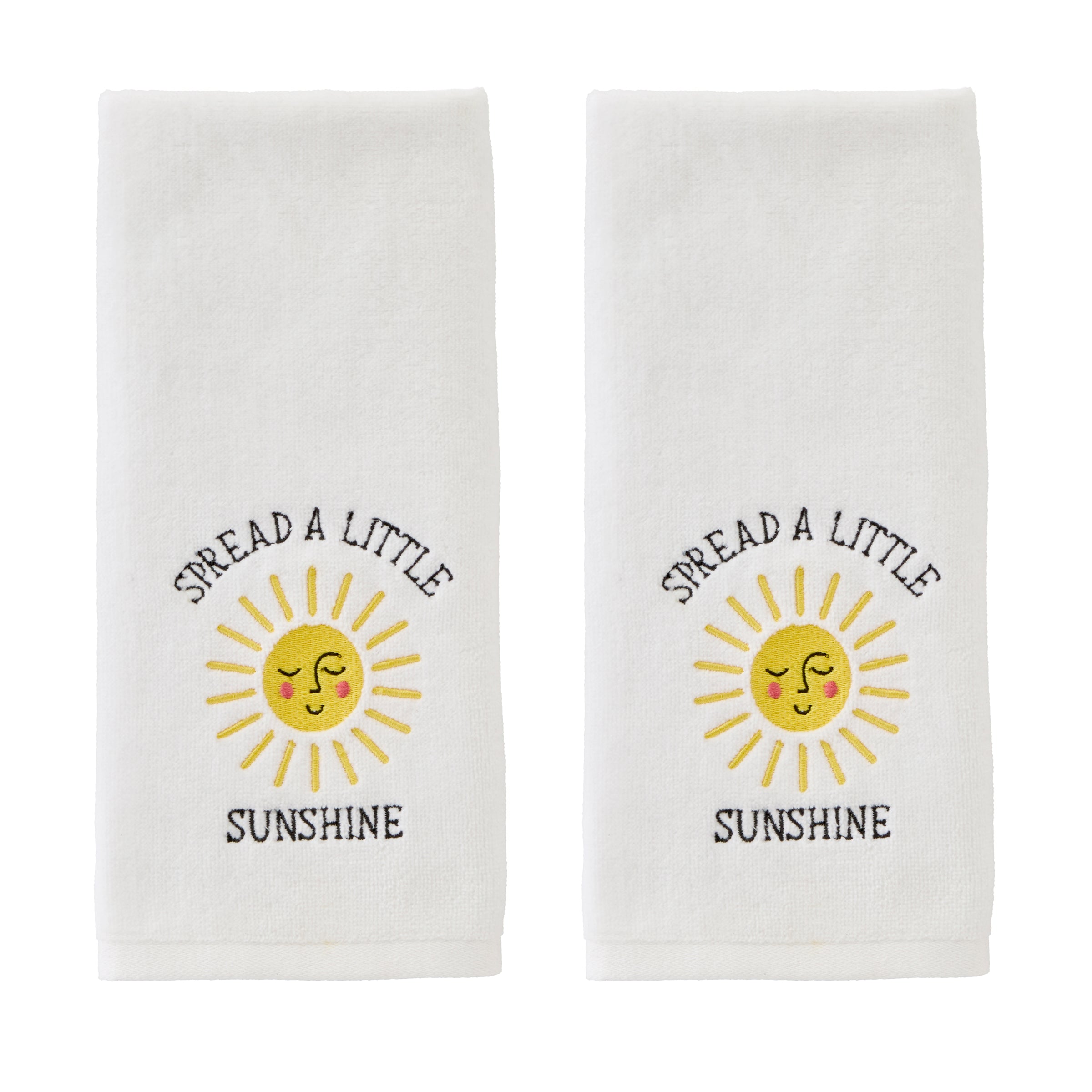Spread Sunshine 2-Piece Hand Towel Set, White
