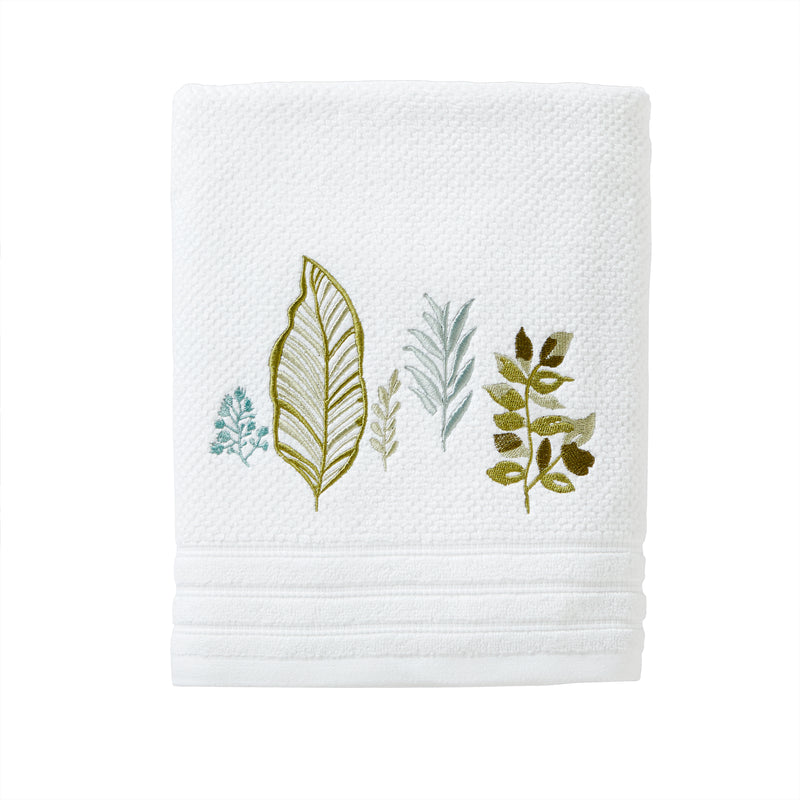 Sprouted Palm Bath Towel, White/Multi