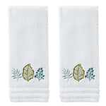 Sprouted Palm 2-Piece Hand Towel Set, White/Multi