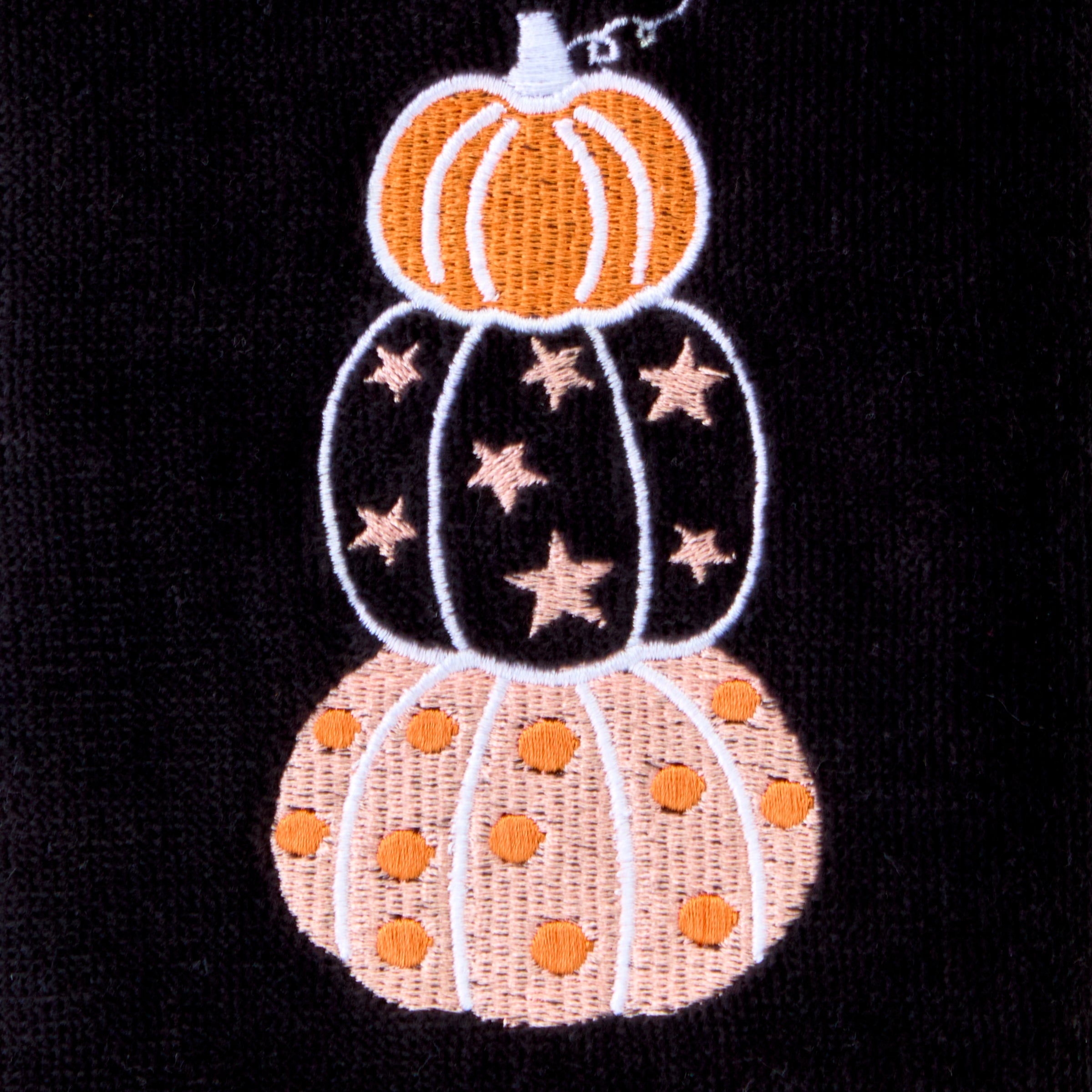 Stacked Pumpkins 2-Piece Hand Towel Set, Black