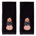 Stacked Pumpkins 2-Piece Hand Towel Set, Black