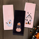 Stacked Pumpkins 2-Piece Hand Towel Set, Black