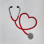 Stethoscope Heart 2-Piece Hand Towel Set, White