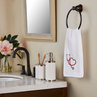 Stethoscope Heart 2-Piece Hand Towel Set, White