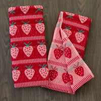 Strawberry Jacquard 2-Piece Hand Towel Set, Red/Pink