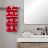 Strawberry Jacquard 2-Piece Hand Towel Set, Red/Pink
