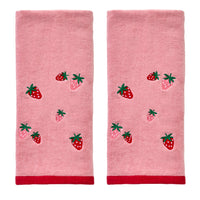 Strawberry Toss 2-Piece Hand Towel Set, Pink