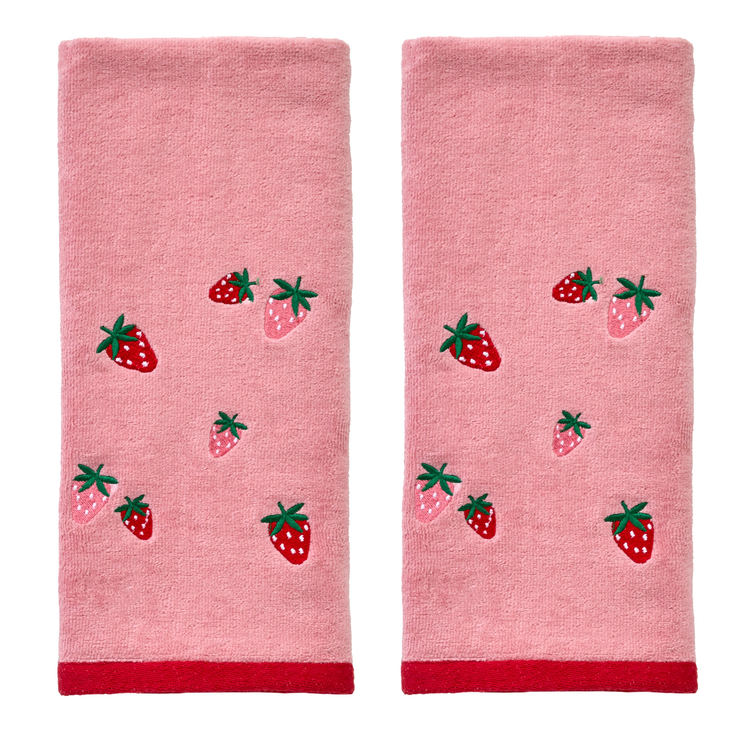 Strawberry Toss 2-Piece Hand Towel Set, Pink