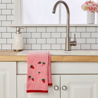Strawberry Toss 2-Piece Hand Towel Set, Pink