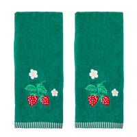 Strawberry Vine 2-Piece Hand Towel Set, Green