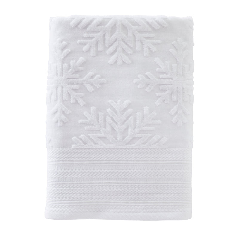 Subtle Snowflakes Jacquard Bath Towel, White