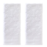 Subtle Snowflakes 2-Piece Hand Towel Set, White