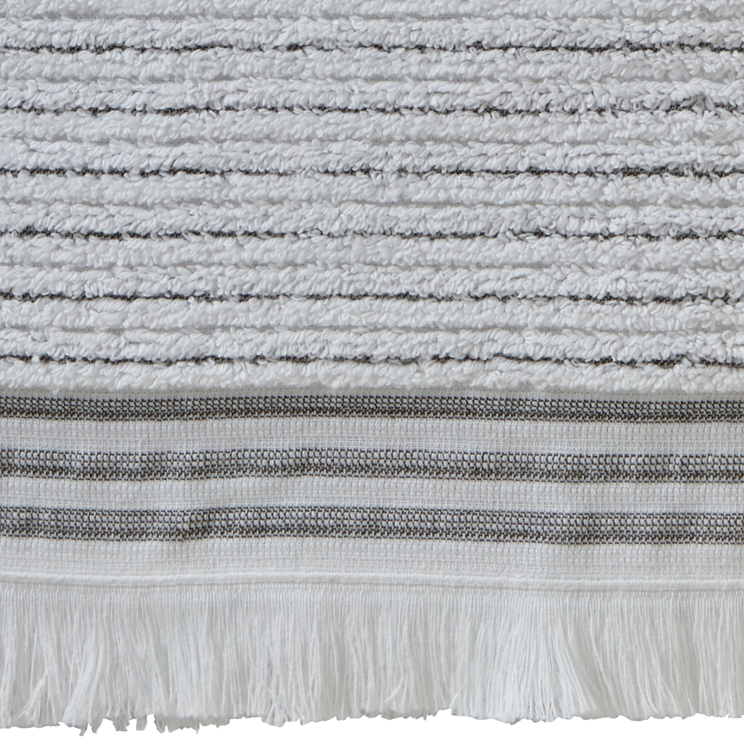 Subtle Stripe Turkish Cotton Bath Towel, White/Gray