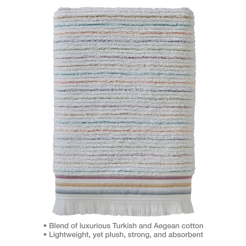 Subtle Stripe Turkish Cotton Bath Towel, White Multi