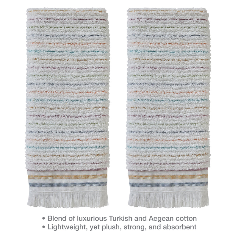 Subtle Stripe Turkish Cotton Bath Towel, White Multi