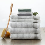 Subtle Stripe Turkish Cotton Bath Towel, White Multi