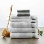 Subtle Stripe Turkish Cotton Bath Towel, White Multi