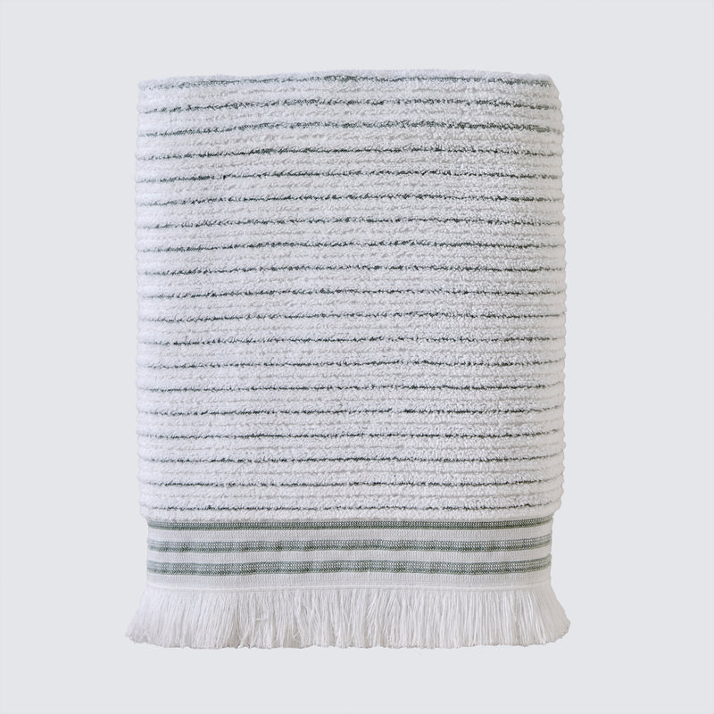 Subtle Stripe Turkish Cotton Bath Towel, White Multi