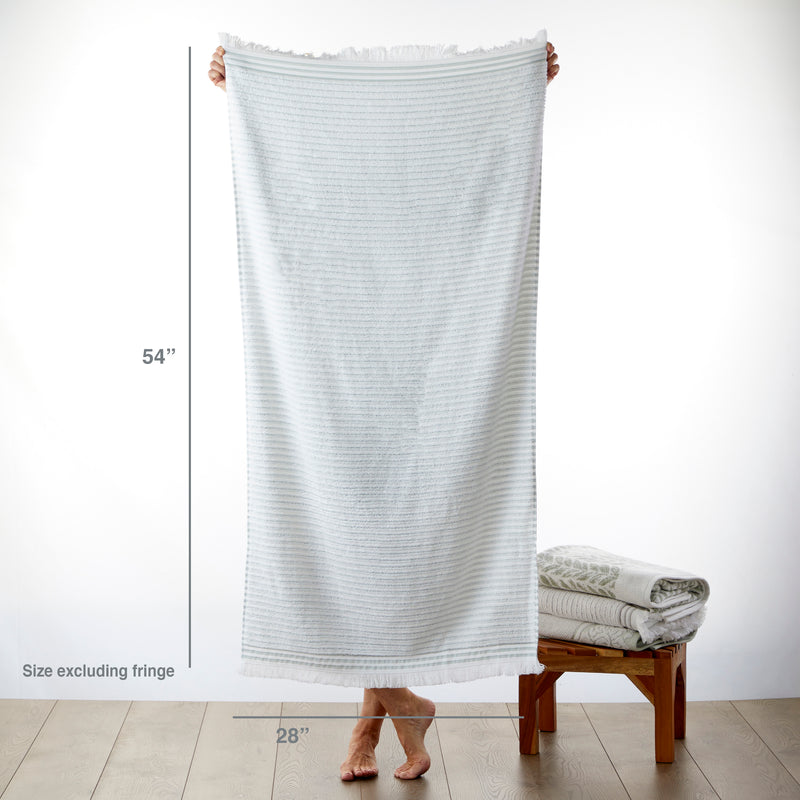 Subtle Stripe Turkish Cotton Bath Towel, White Multi