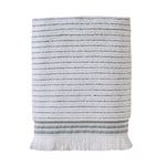 Subtle Stripe Turkish Cotton Bath Towel, White/Sage