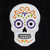 Sugar Skull 2-Piece Hand Towel Set, Black