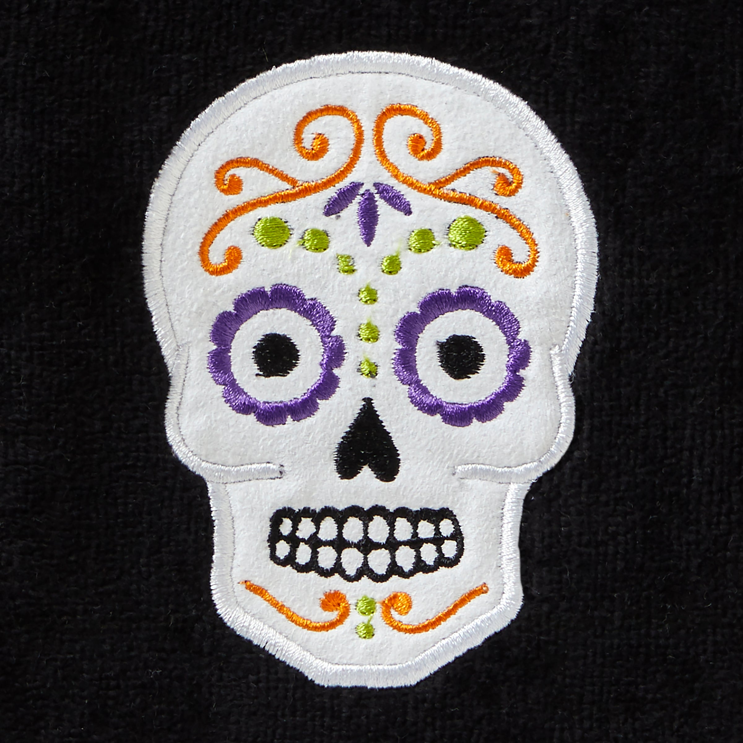 Sugar Skull 2-Piece Hand Towel Set, Black