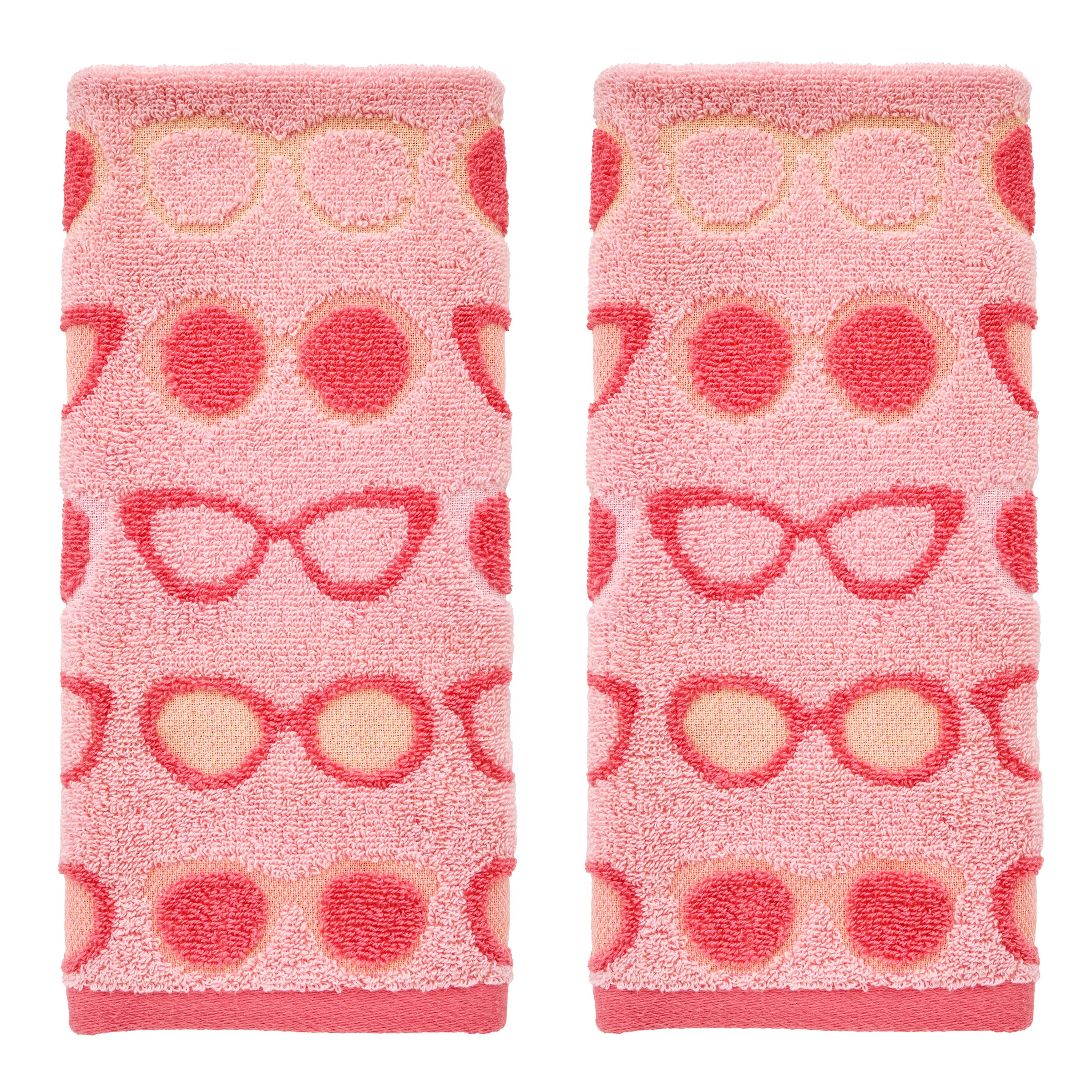 Summer Shades Reversible Jacquard 2-Piece Hand Towel Set, Blush