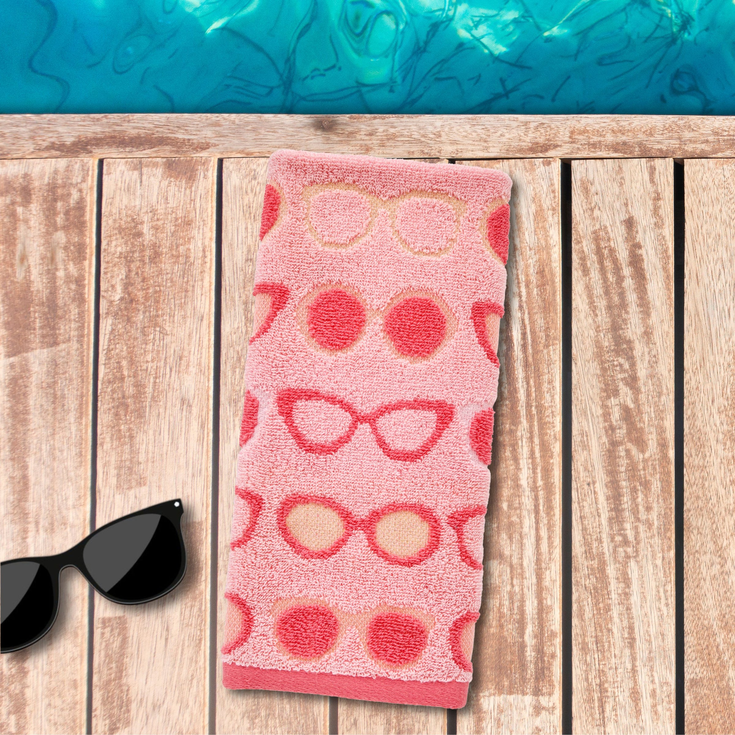 Summer Shades Reversible Jacquard 2-Piece Hand Towel Set, Blush