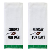 Sunday Fun Day 2-Piece Hand Towel Set, White