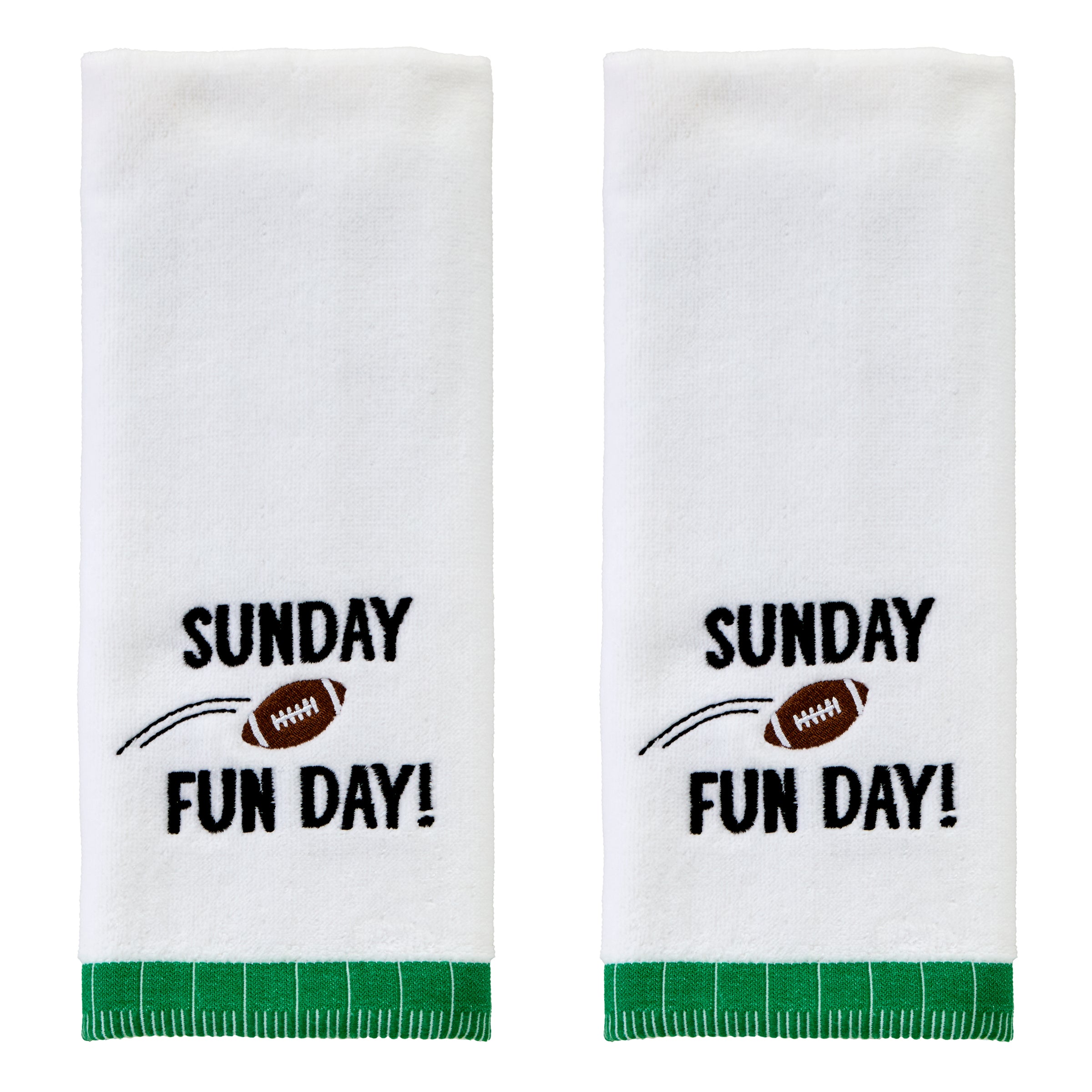 Sunday Fun Day 2-Piece Hand Towel Set, White