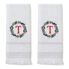 Wreath Monogram “T" 2-Piece Hand Towel Set, White