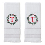 Wreath Monogram “T" 2-Piece Hand Towel Set, White