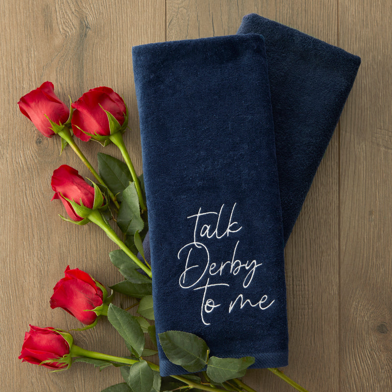 Talk Derby To Me 2-Piece Hand Towel Set, Navy