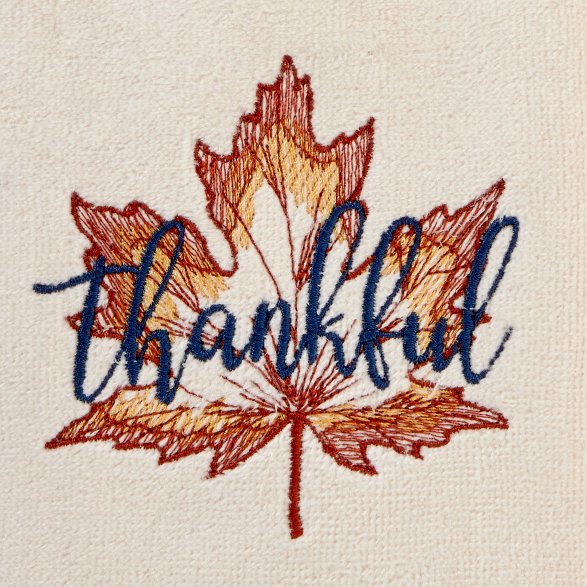 Thankful Leaf 2-Piece Hand Towel Set, Natural