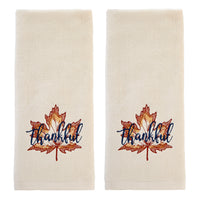 Thankful Leaf 2-Piece Hand Towel Set, Natural