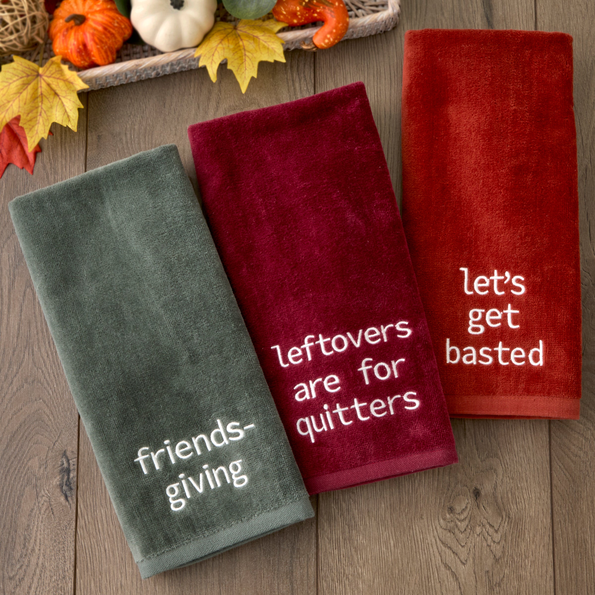 Let's Get Basted 2-Piece Hand Towel Set, Spice