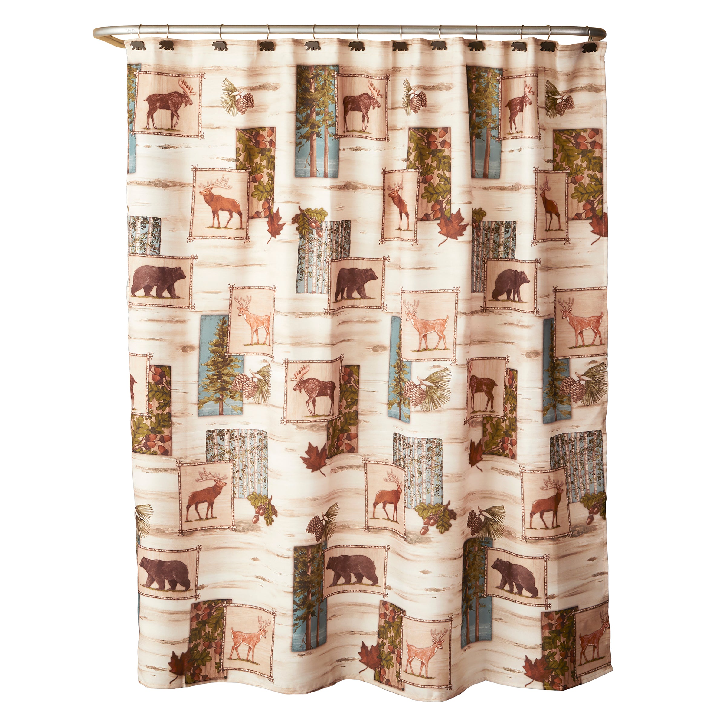 Timber Ridge Fabric Shower Curtain, Natural/Multi