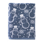 Top Hat Snowman Jacquard Bath Towel, Blue